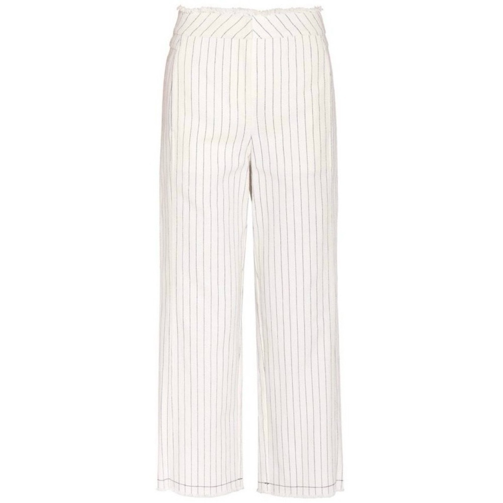 Alexander Wang T Burlap Cropped High Rise Wide Leg Pants Striped White Black 6
